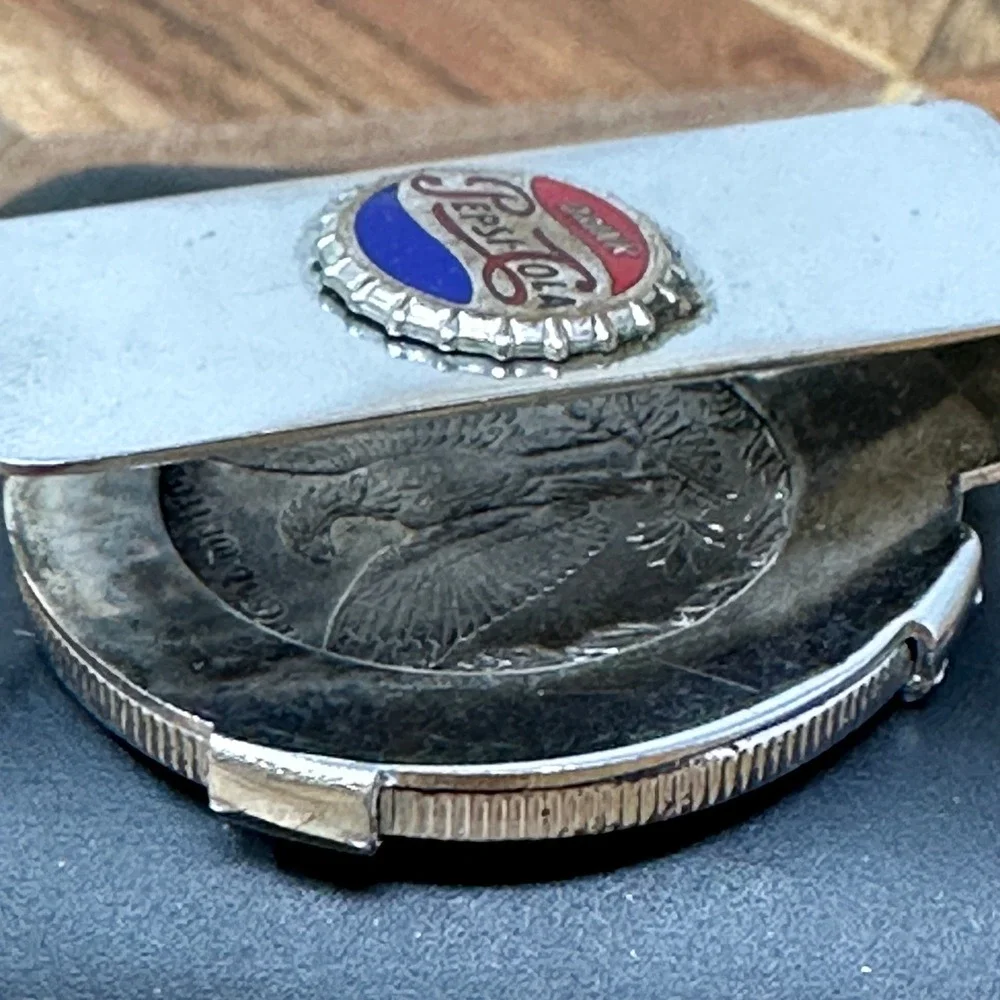 Vintage‎ 1888 Morgan Silver Dollar Pepsi Cola Bottle Cap Money Clip